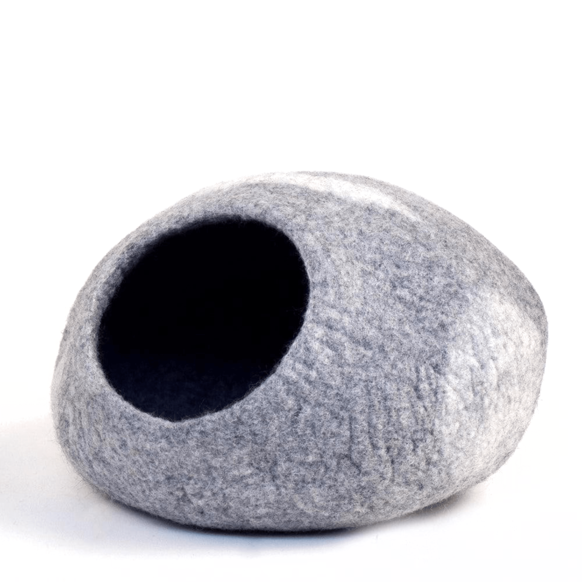 Handmade Felt Cat Cave – Light Grey River Stone - Pryde Pets
