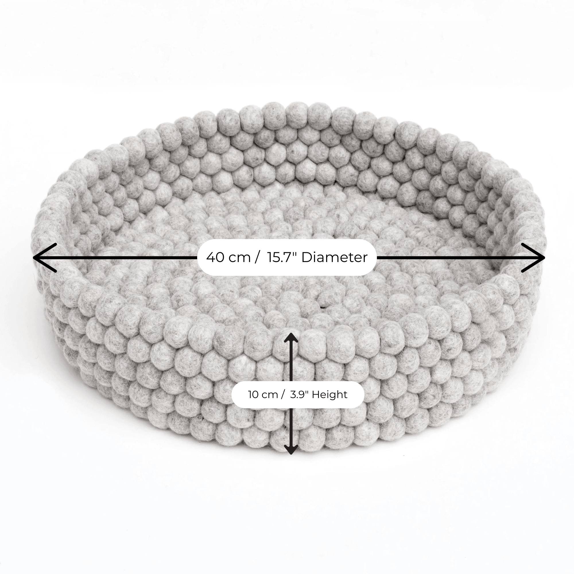 Handmade Felt Ball Cat Bed Round Wool Basket - Grey - Pryde Pets