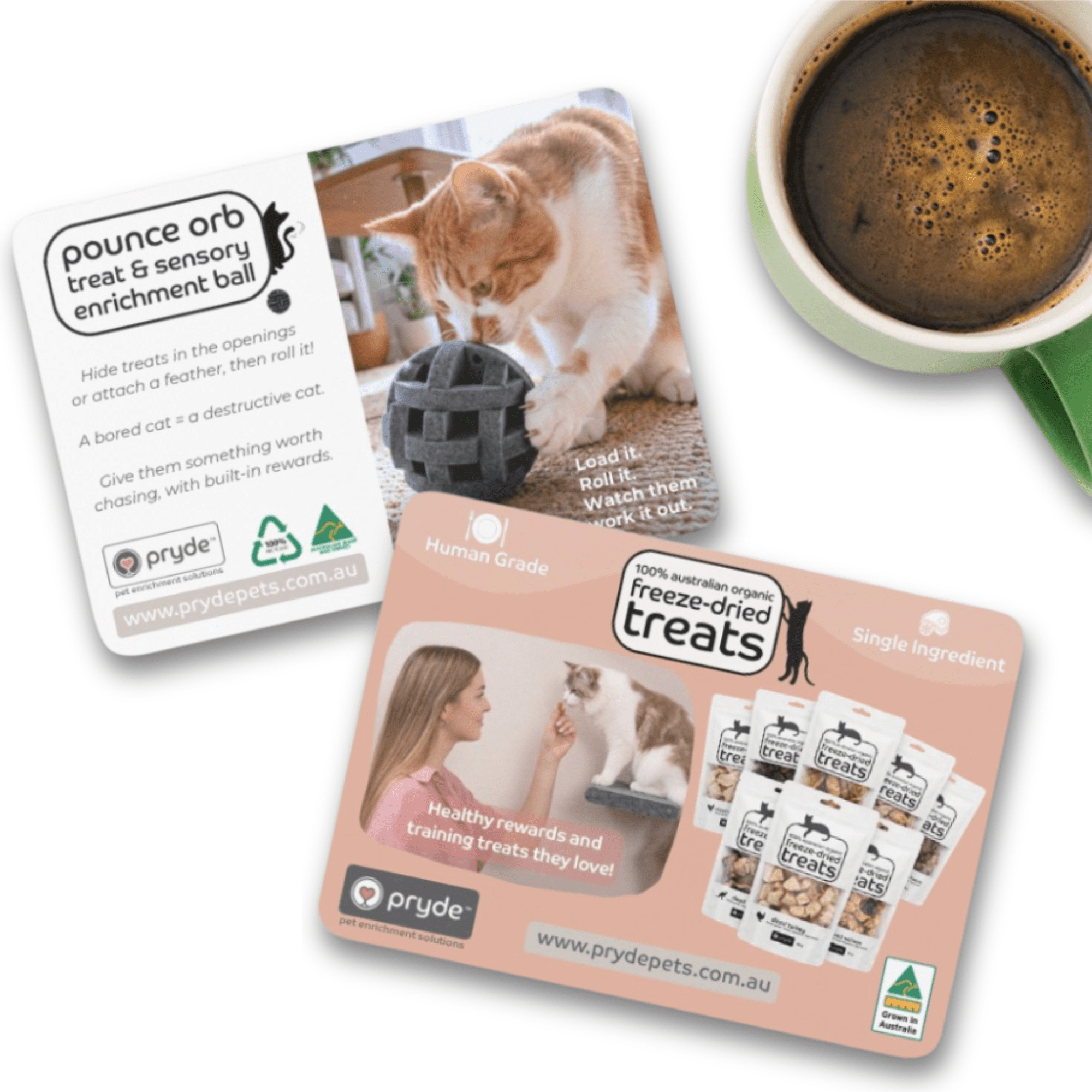 50 Product Education Postcards - Pounce Orb & Treats - Pryde Pets