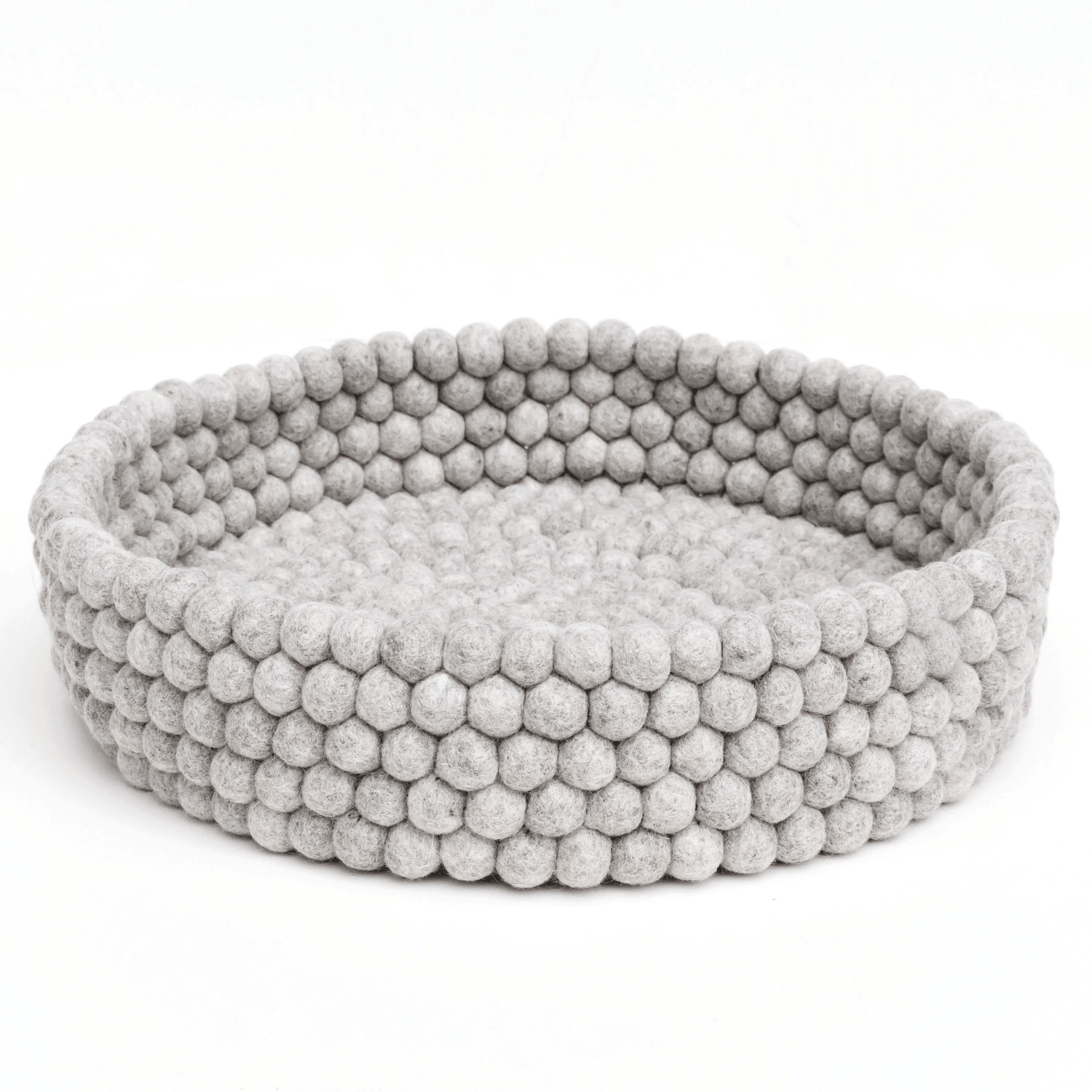 Handmade Felt Ball Cat Bed Round Wool Basket - Grey - Pryde Pets