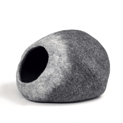 Handmade Felt Cat Cave – White Grey Ombre - Pryde Pets