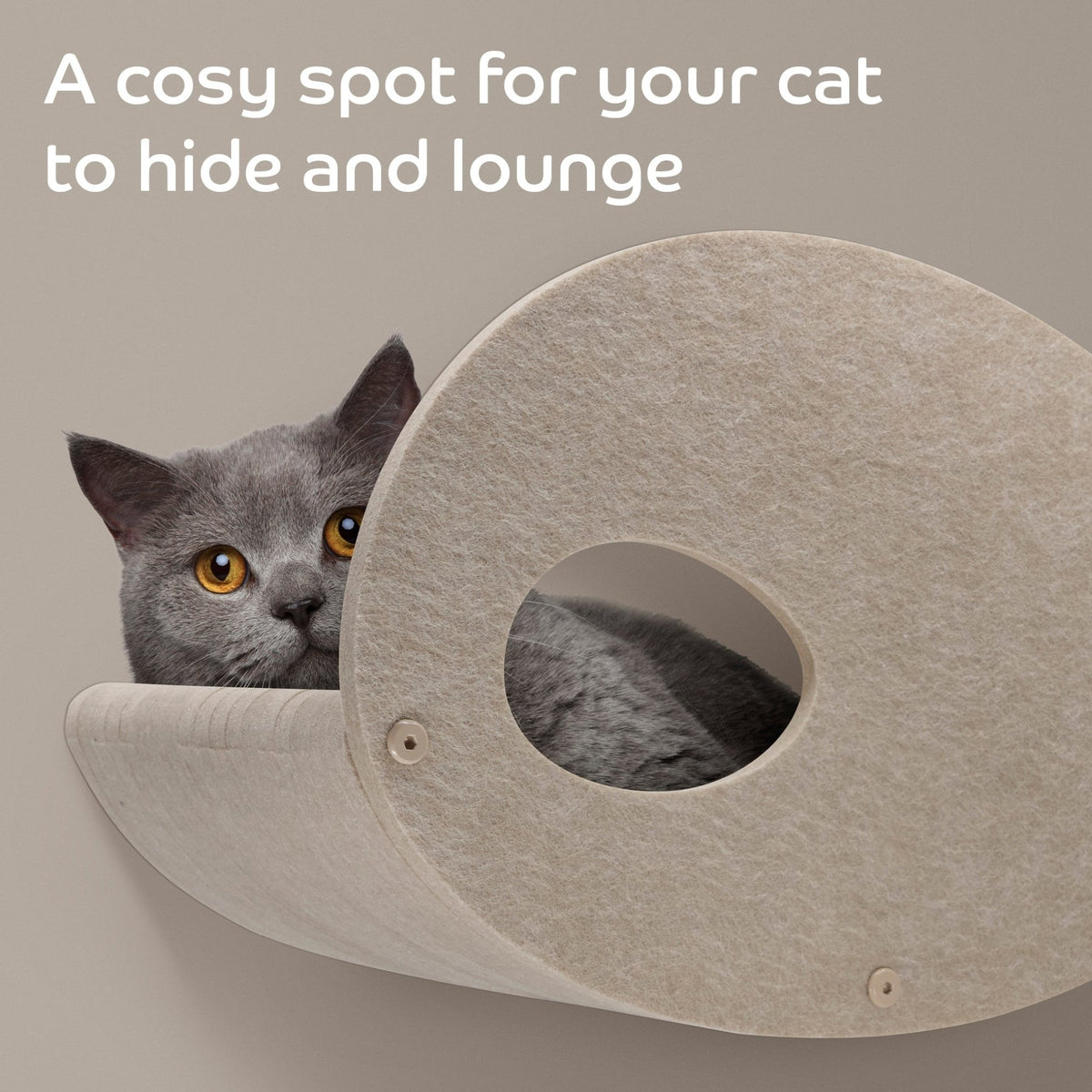 Curved Oatmeal Cat Climber with Facade - Pryde Pets | prydepets.com.au