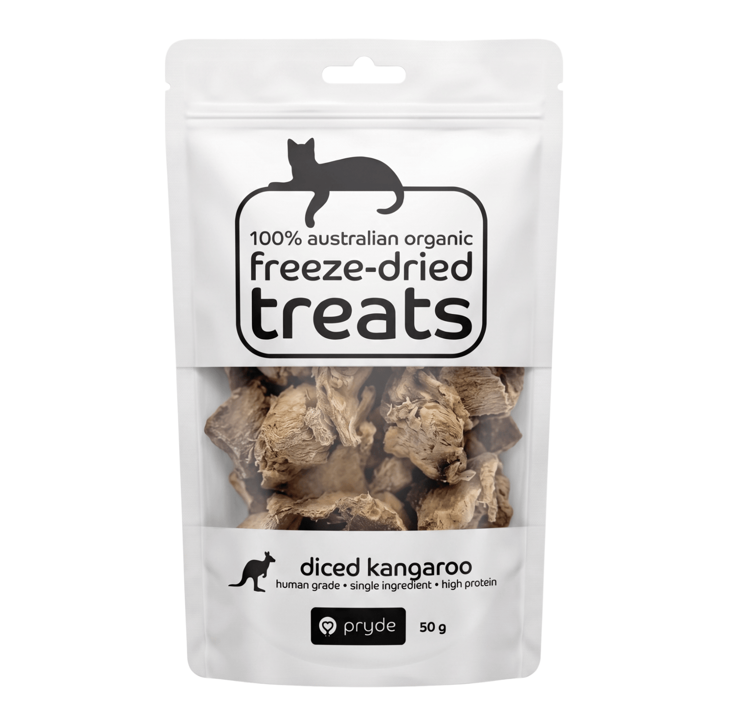 Freeze Dried Cat Treats - Diced Kangaroo (50g) - Pryde Pets