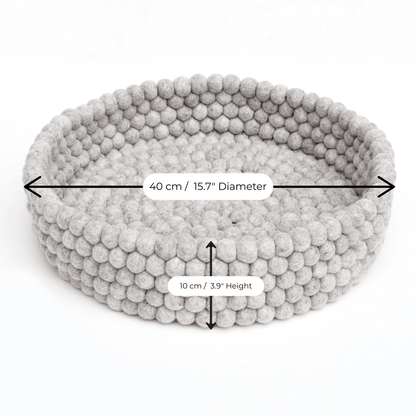 Handmade Felt Ball Cat Bed Round Wool Basket - Grey - Pryde Pets