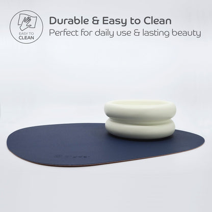 Reversible Cat Dining Mat - Chestnut/Navy - Pryde Pets