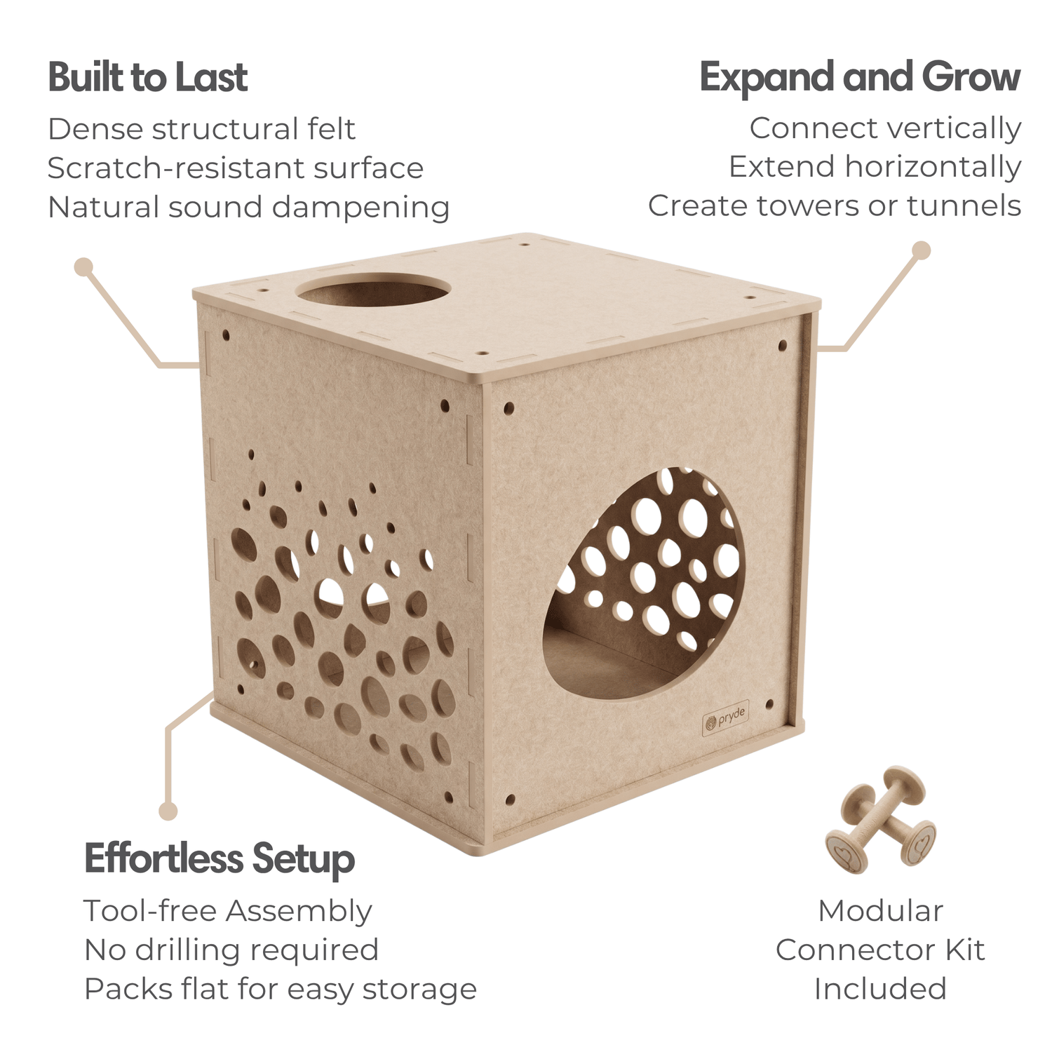 Modular Cat Cube (Oatmeal) - Pryde Pets