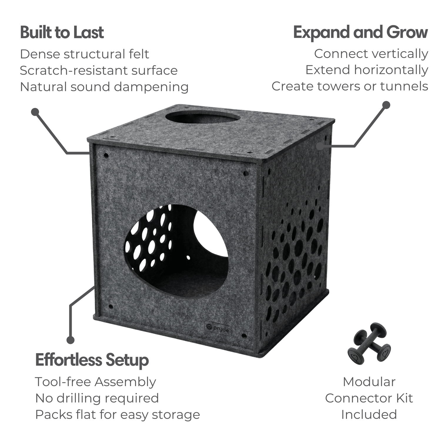 Modular Cat Cube (Charcoal) - Pryde Pets