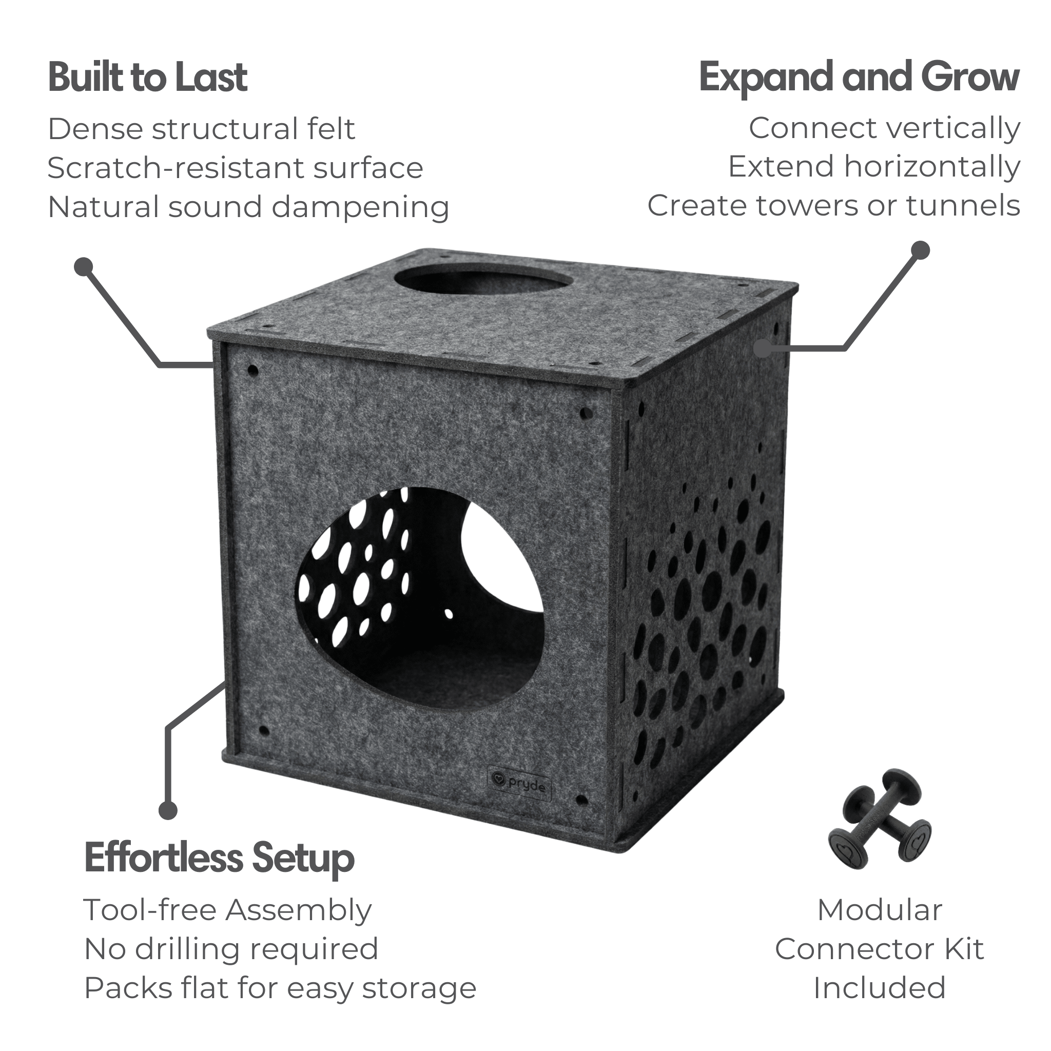 Modular Cat Cube (Charcoal) - Pryde Pets